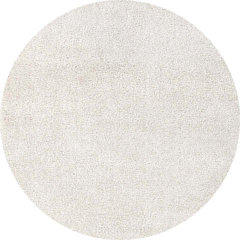 LANA 柔境羊毛亮絲厚織圓形地毯象牙白 100 紋理特寫