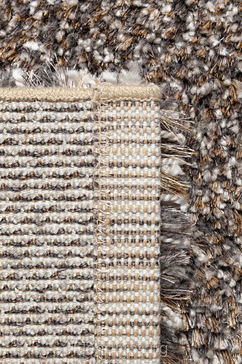 LANA 柔境羊毛亮絲厚織地毯灰褐 910 背面特寫