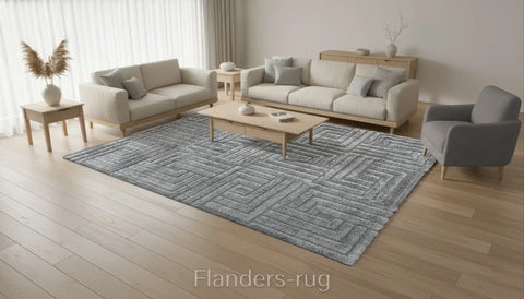 雅致幾何線條舒適長毛地毯~5171-13005方陣(情境)