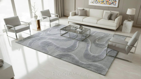 雅致抽象線條舒適長毛地毯~5171-13007仙納度(情境)