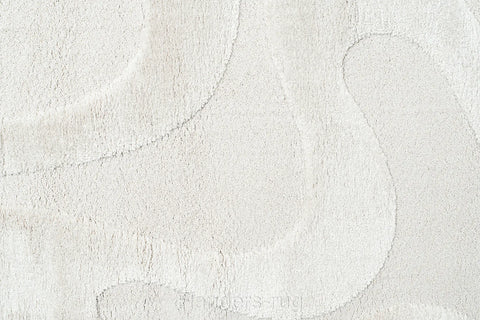 雅致抽象線條舒適長毛地毯~6191-13007仙納度白(近拍)