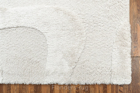 雅致抽象線條舒適長毛地毯~6191-13007仙納度白(角落)