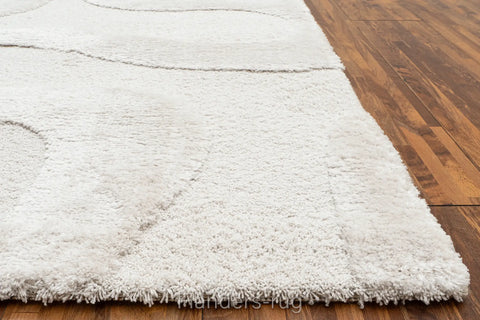 雅致抽象線條舒適長毛地毯~6191-13007仙納度白(紋理)