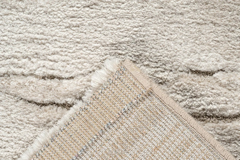 雅致抽象線條舒適長毛地毯~2383-13025雲間米(背面)