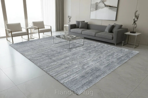 雅致抽象線條舒適長毛地毯~5171-13025雲間灰(情境)