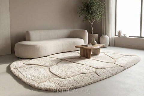 舒適家雲柔刻紋簡約風圓角造型地毯~2383-14067原野米(情境)