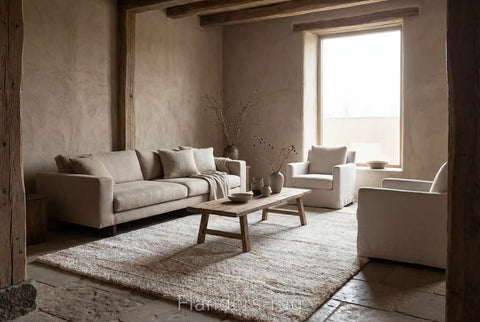 魅力北歐風雙股紗長毛地毯~6787-23123緩移(侘寂風)