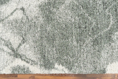 魅力北歐風雙股紗長毛床邊地毯~6747-23098渲染灰綠 | 80x150cm | 俯視