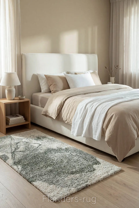 魅力北歐風雙股紗長毛床邊地毯~6747-23098渲染灰綠 | 80x150cm | 床邊毯