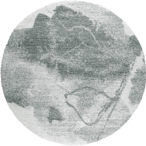 魅力北歐風雙股紗長毛圓形地毯~6747-23098渲染灰綠