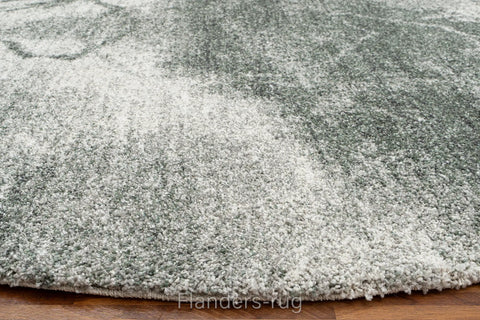 魅力北歐風雙股紗長毛圓形地毯~6747-23098渲染灰綠(近拍)