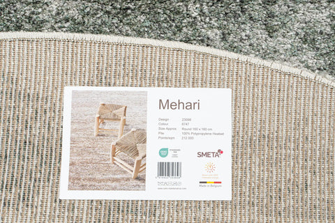 魅力北歐風雙股紗長毛圓形地毯~6747-23098渲染灰綠(標籤)