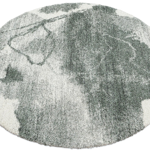 魅力北歐風雙股紗長毛圓形地毯~6747-23098渲染灰綠(俯視)