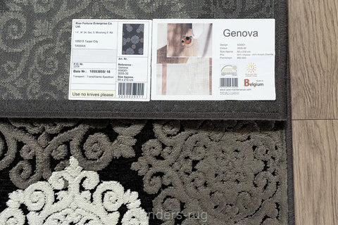 吉諾瓦立體浮雕厚絲毯~38001-355530錦緞黑(走道毯背面)