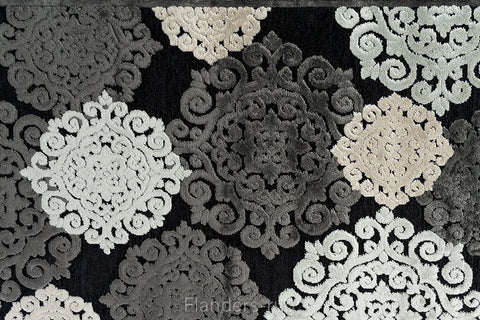 吉諾瓦立體浮雕厚絲毯~38001-355530錦緞黑(走道毯近拍)