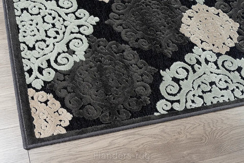 吉諾瓦立體浮雕厚絲毯~38001-355530錦緞黑(走道毯拷克)
