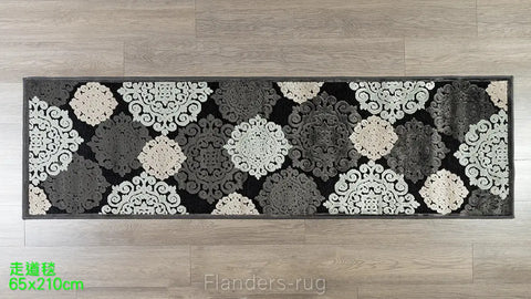 吉諾瓦立體浮雕厚絲毯~38001-355530錦緞黑(走道毯)