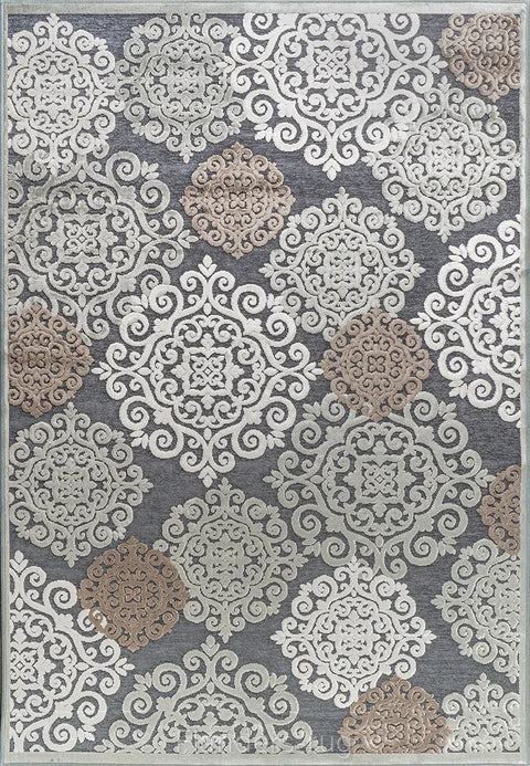 吉諾瓦立體浮雕厚絲毯~38001-556550錦緞灰