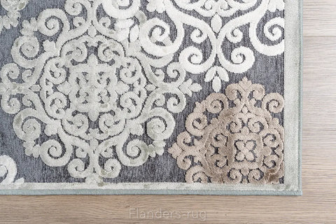 吉諾瓦立體浮雕厚絲毯~38001-556550錦緞灰(角落)
