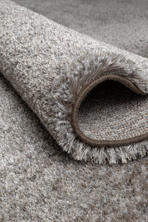 HUSK 原境羊毛亮絲厚織地毯灰褐 927  紋理特寫 