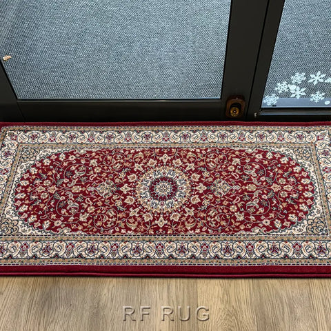 達文西百萬針高密度古典門口毯~1414-57119卡山紅-67x140cm(情境)