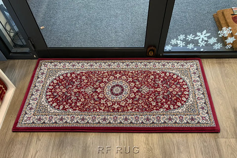 達文西百萬針高密度古典門口毯~1414-57119卡山紅-67x140cm(情境)