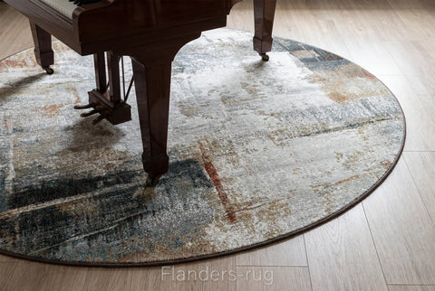 當代藝術家系列高密度抽象圓形地毯~9290-63723桑田(平台鋼琴)