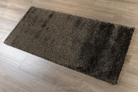 光譜極簡風細絲長毛地毯~80001-3333黑金(側視)