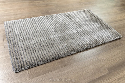 光譜極簡風細絲長毛床邊地毯~80003-4656灰銀-80x150cm(側視)