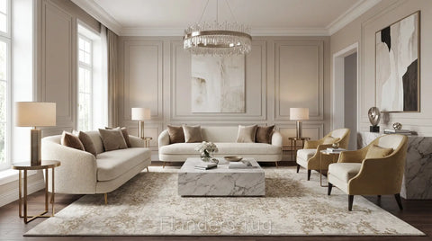 輝映 | 高密度亮絲立體刻紋地毯 | 白金系列 | 6121-83009(新古典情境)