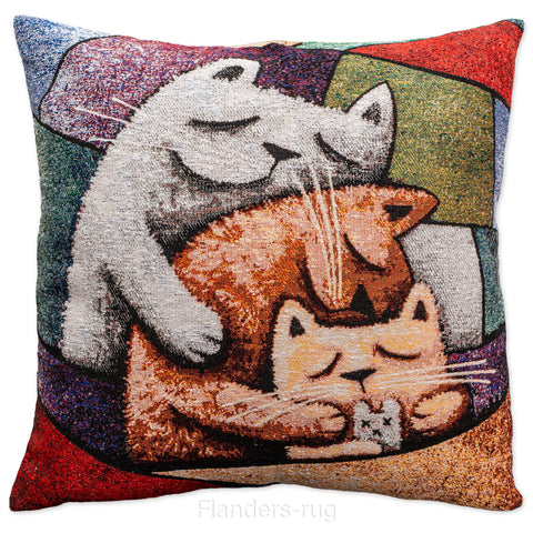 艾莉諾®提花織錦抱枕套43x43cm~貓城G-7001