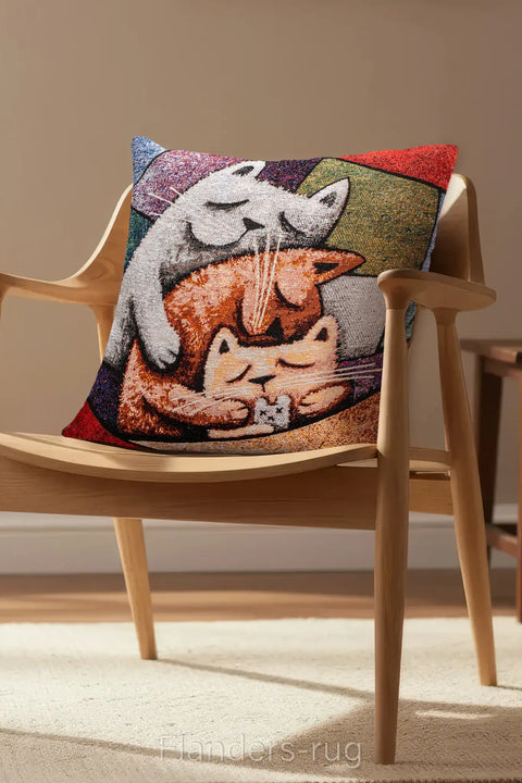 艾莉諾®提花織錦抱枕套43x43cm~貓城G-7001(商品圖)