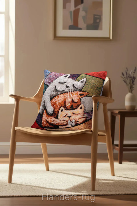 艾莉諾®提花織錦抱枕套43x43cm~貓城G-7001(情境)