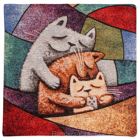 艾莉諾®提花織錦抱枕套43x43cm~貓城G-7001(抱枕套)