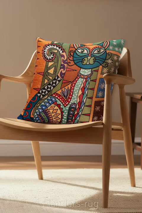 艾莉諾®提花織錦抱枕套43x43cm~貓城G-7002(主圖)