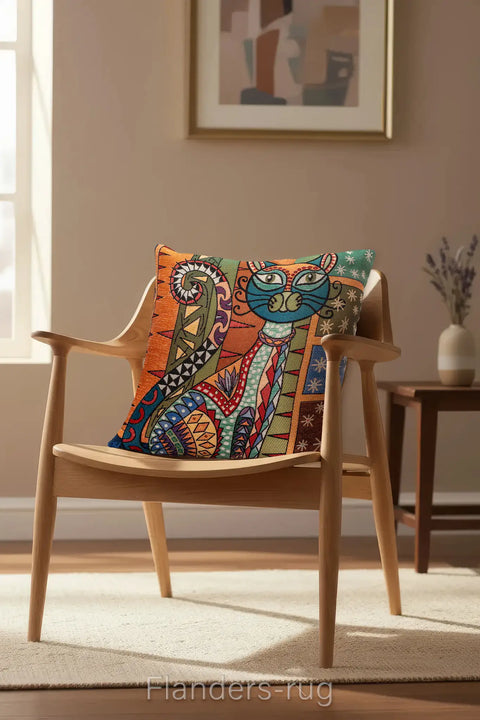 艾莉諾®提花織錦抱枕套43x43cm~貓城G-7002(情境)