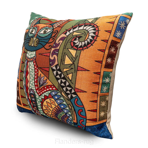 艾莉諾®提花織錦抱枕套43x43cm~貓城G-7002(側面)