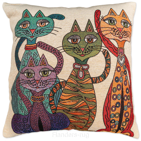 艾莉諾®提花織錦抱枕套43x43cm~貓城G-7012