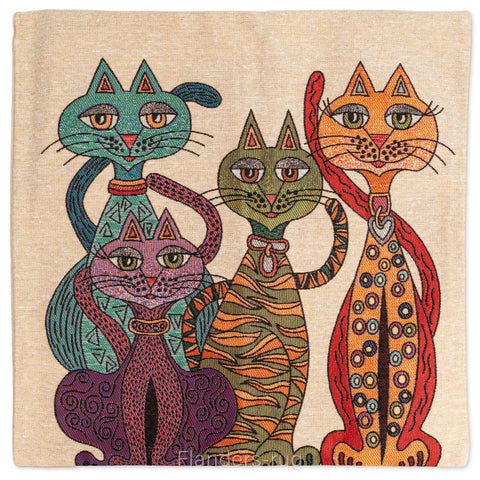 艾莉諾®提花織錦抱枕套43x43cm~貓城G-7012(抱枕套)