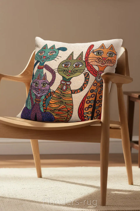 艾莉諾®提花織錦抱枕套43x43cm~貓城G-7012(商品圖)