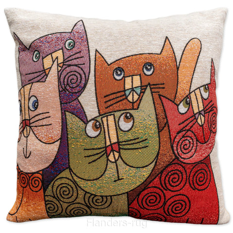 艾莉諾®提花織錦抱枕套43x43cm~貓城G-7014