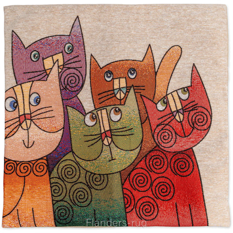 艾莉諾®提花織錦抱枕套43x43cm~貓城G-7014(抱枕套)