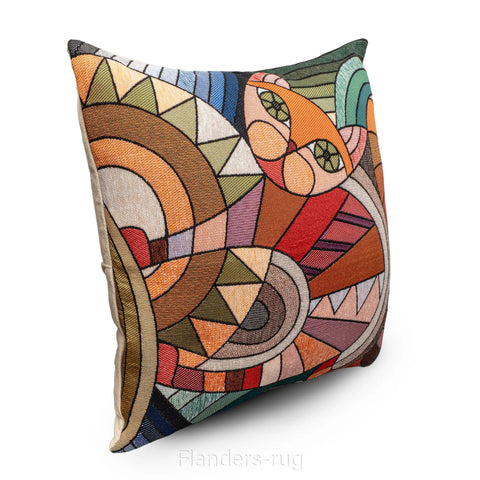 艾莉諾®提花織錦抱枕套43x43cm~貓城G-7015(側面)