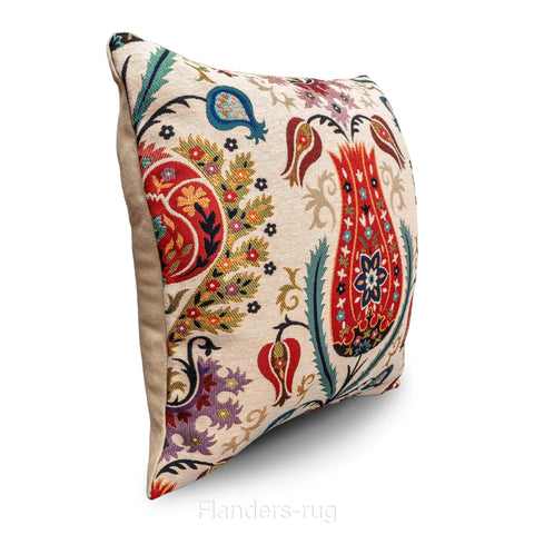 艾莉諾®提花織錦抱枕套43x43cm~鬱金香G-7019(側邊)