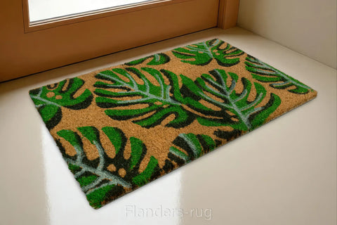 可亞天然椰鬃潔泥印花地墊40x60cm~龜背芋(情境)