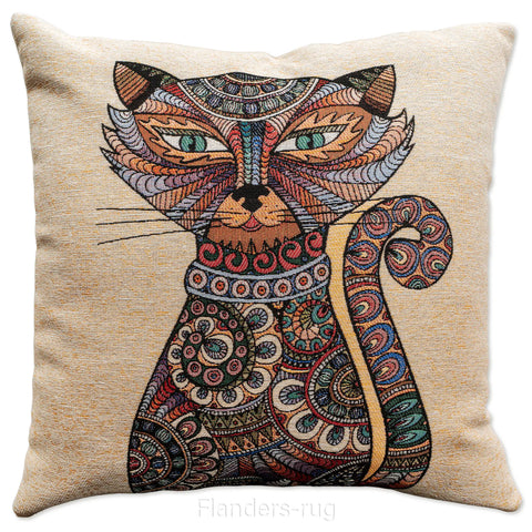 艾莉諾®提花織錦抱枕套43x43cm~貓城G-7011