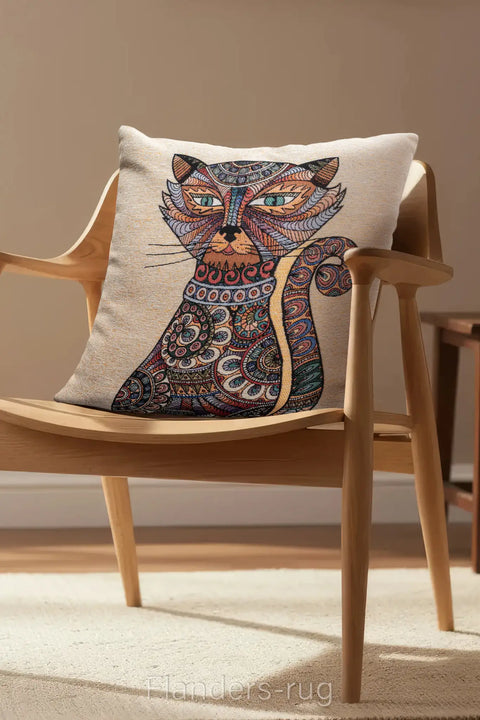 艾莉諾®提花織錦抱枕套43x43cm~貓城G-7011(商品圖)