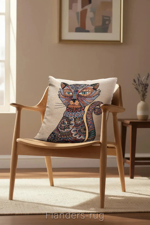 艾莉諾®提花織錦抱枕套43x43cm~貓城G-7011(情境)