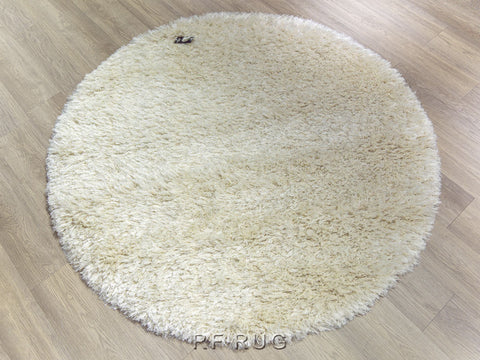 狂想曲素色長毛(羊毛混紡)圓形地毯~2501-100象牙白(近拍)