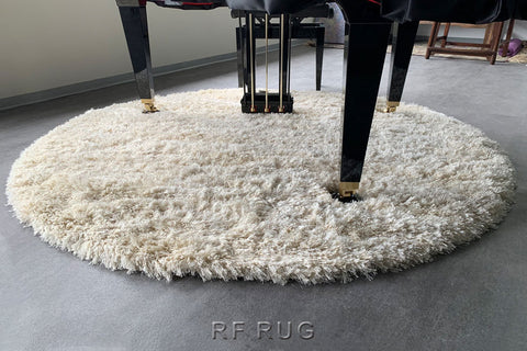狂想曲素色長毛(羊毛混紡)圓形地毯~2501-100象牙白(情境)